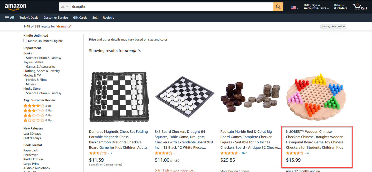 amazon search for draughts