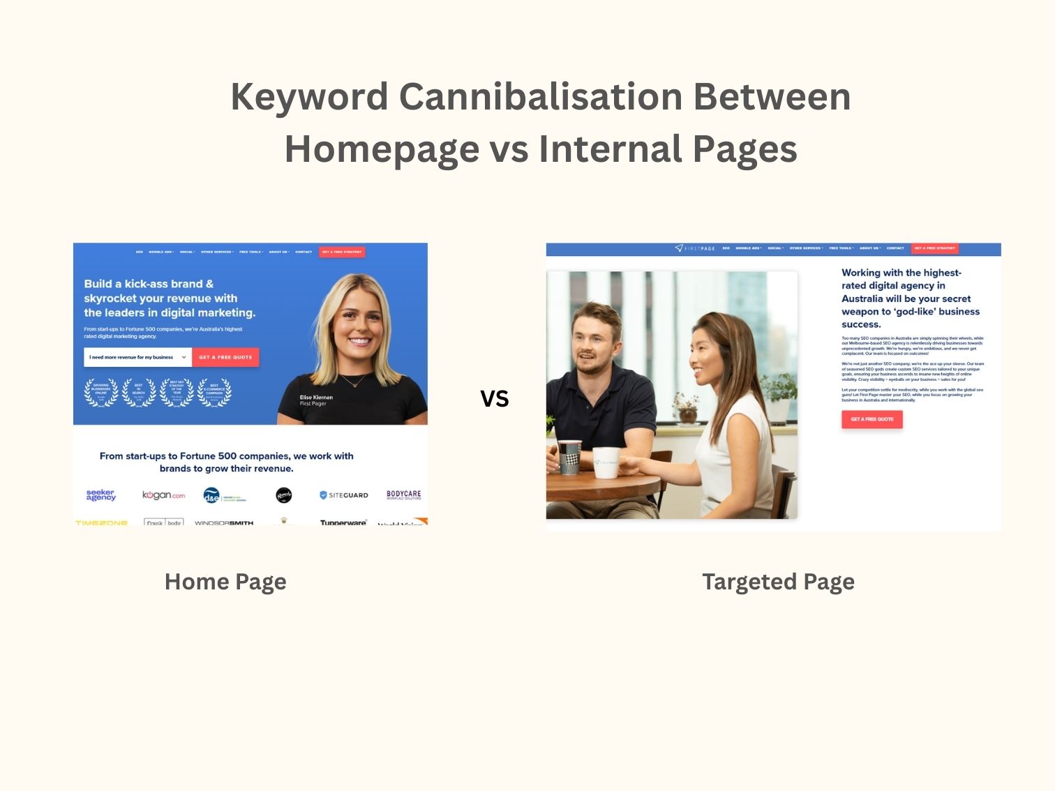 keyword cannibalisation between homepage vs internal pages