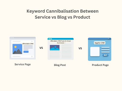 keyword cannibalization between service, blog post and product page