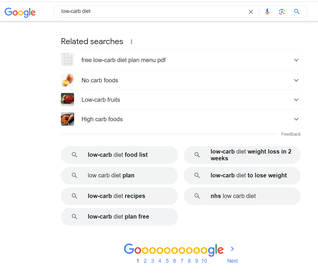 related searches example