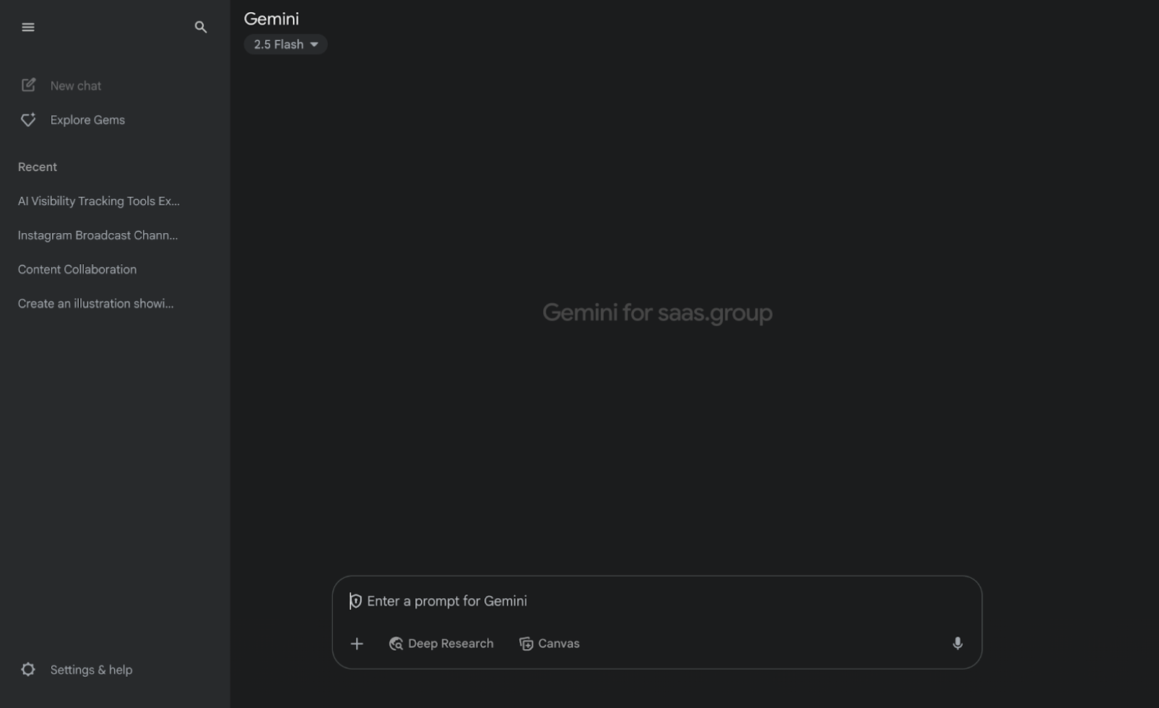 screenshot of google gemini chat interface used for tracking brand mentions with prompt input
