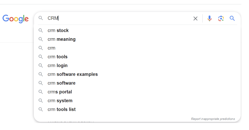 google auto suggest on crm
