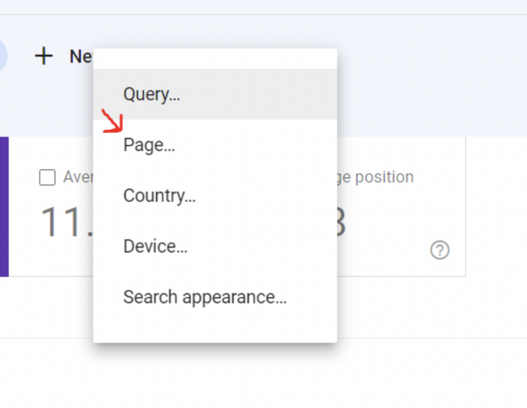 google search console - page search
