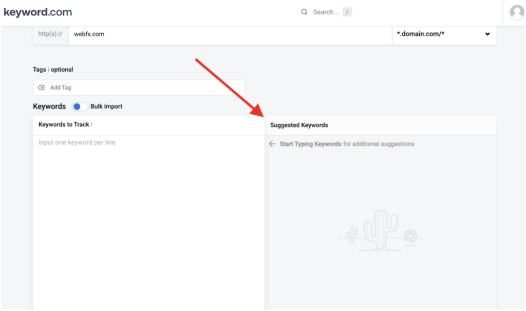 suggestions de mots-clés