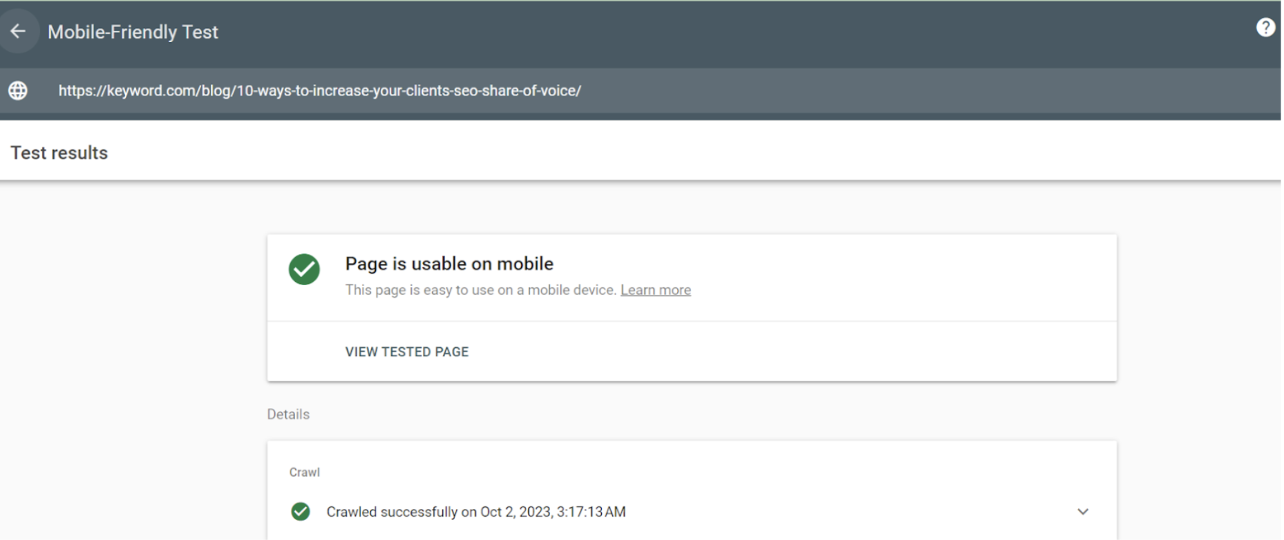 mobile-first indexing on gsc
